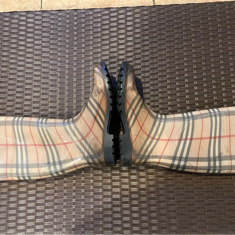 Burberry Rubber Plaid Print Rain Boots - Picture 5 of 5